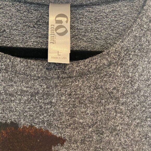 Go Couture Charcoal Chic Digital Horse Crewneck Oversized Tunic Sweater, Large - Picture 4 of 7